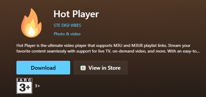 Hot Player on Microsoft Store